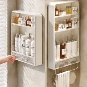 Organizer Shelf Wall Mounted Punch free Makeup Storage Racks (1)