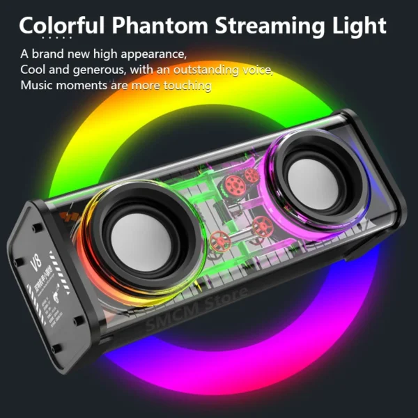 V8 Transparent RGB Light Bluetooth 5.0 Portable Wireless Speaker (1)