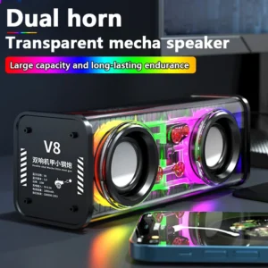 V8 Transparent RGB Light Bluetooth 5.0 Portable Wireless Speaker (2)