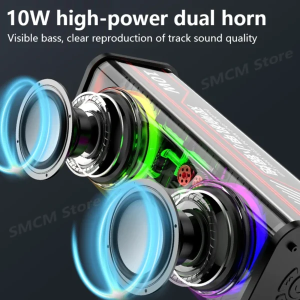 V8 Transparent RGB Light Bluetooth 5.0 Portable Wireless Speaker (3)