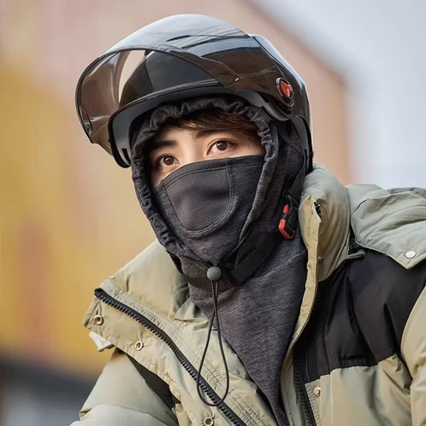 Windproof Cycling Face Cover With Hat For Winter Bike Hooded Mask With Neck Warmer (2)