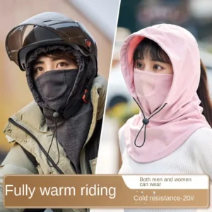 Windproof Cycling Face Cover With Hat For Winter Bike Hooded Mask With Neck Warmer (4)