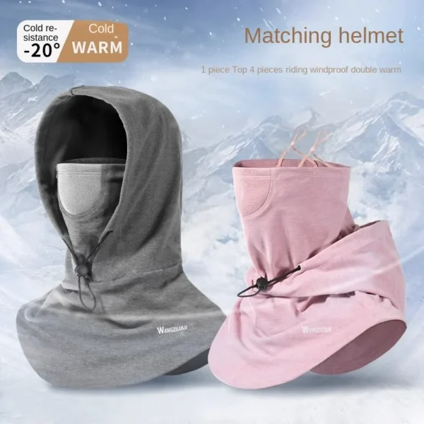 Windproof Cycling Face Cover With Hat For Winter Bike Hooded Mask With Neck Warmer (5)